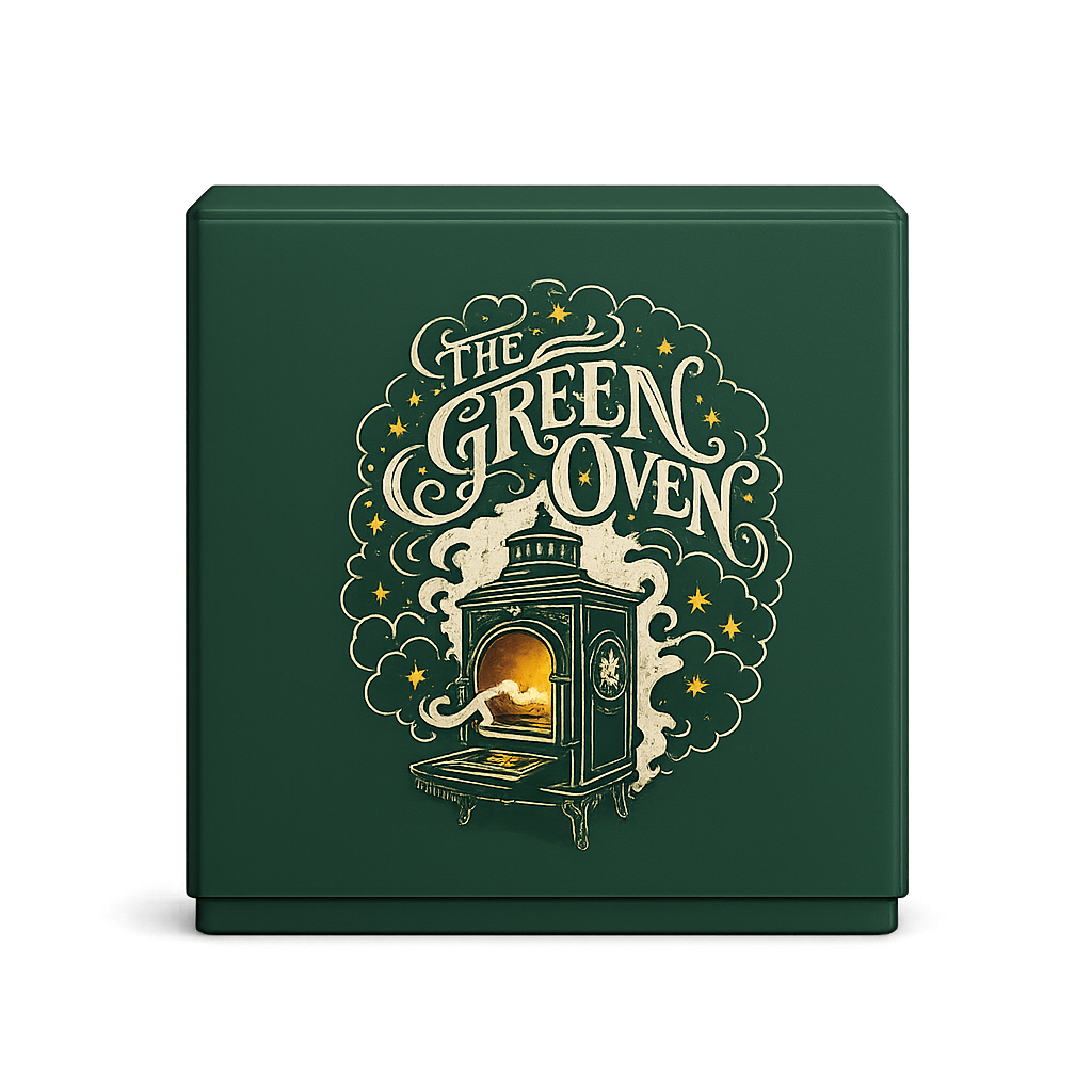 Green Oven Co brownie bites box with branded green and gold label