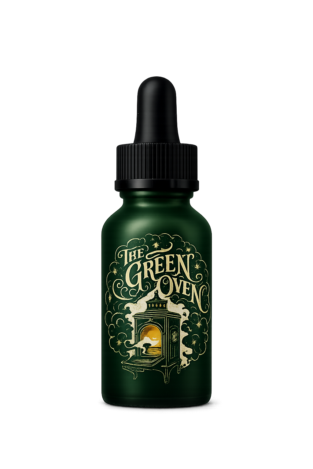 Green Oven Co Triple Cannabinoid Tincture dropper bottle with branded green and gold label